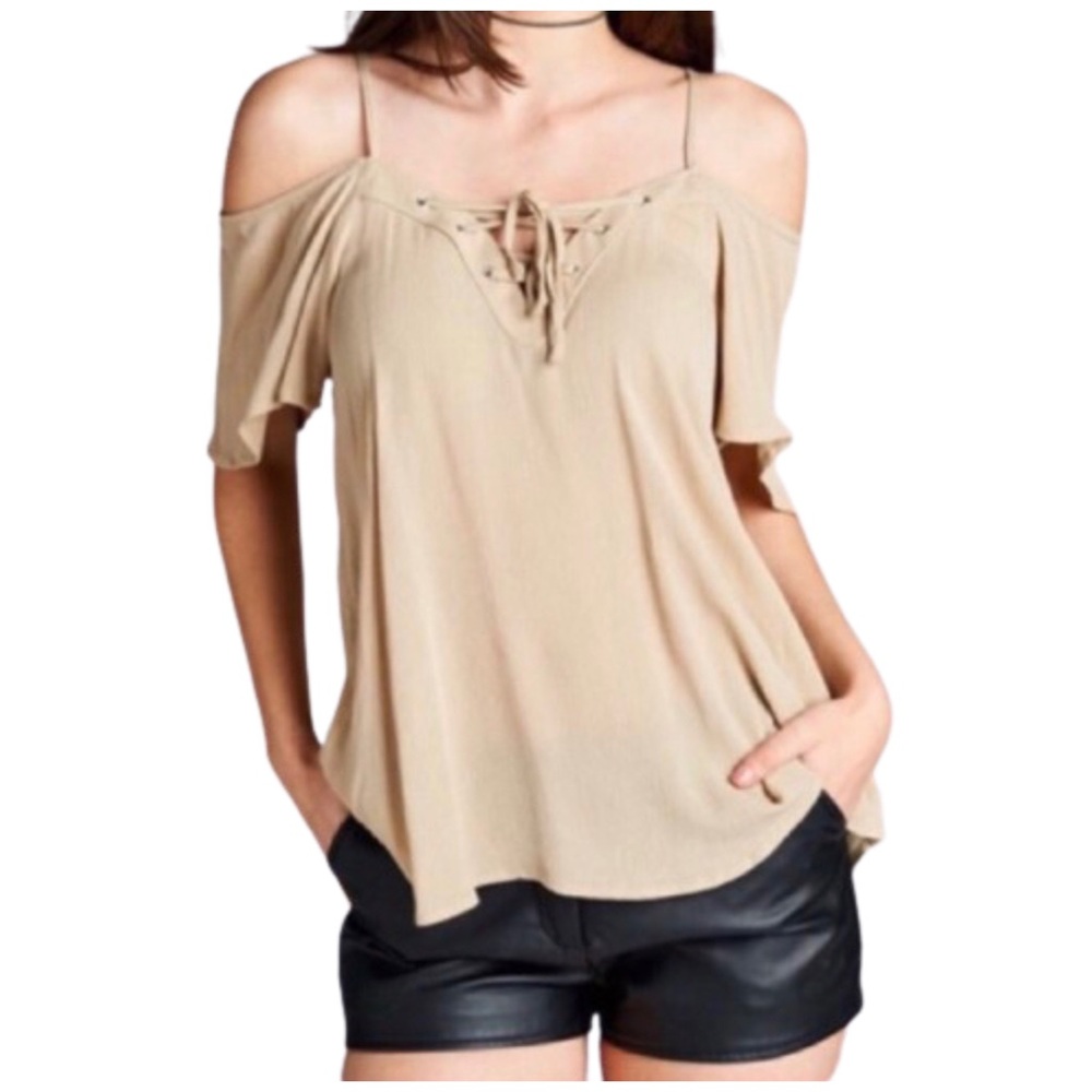 Khaki Lace Up Tank